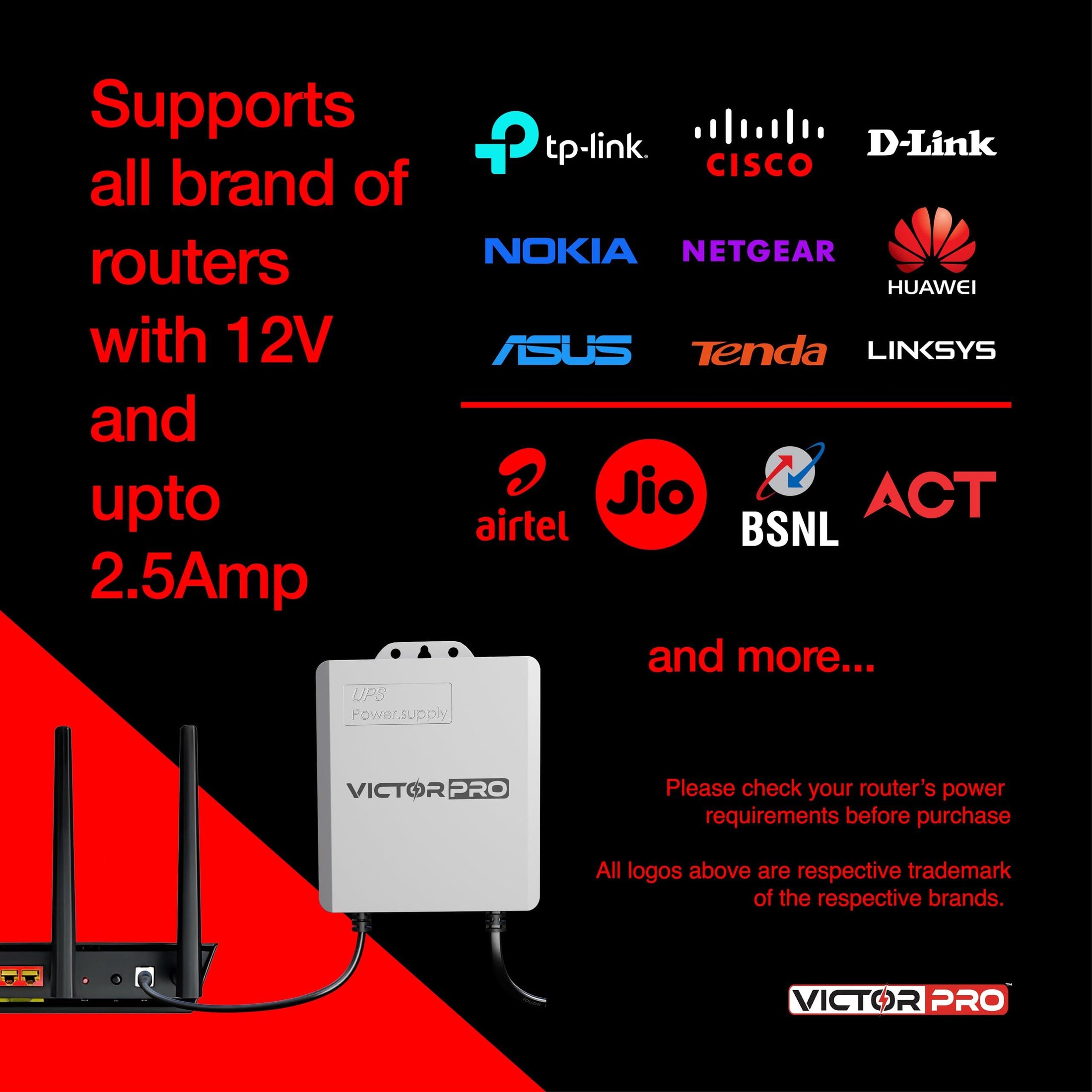 VictorPro Mini UPS For Wifi Router & CCTV 12V