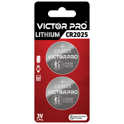 VictorPro CR2025 3V LITHIUM COIN BATTERY - HIGH PERFORMANCE GUARANTEED - VictorPro