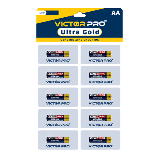 VictorPro Ultra Gold AA Pack of 10 Genuine Zinc Chloride Battery - VictorPro
