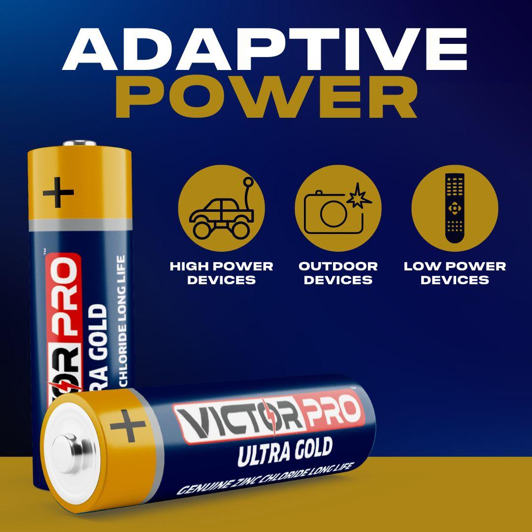 VictorPro Ultra Gold AAA Battery Pack of 10 - Genuine Zinc Chloride - VictorPro